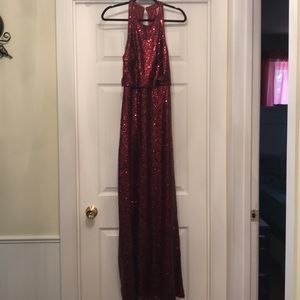 Burgundy Sequin Jenny Yoo formal gown